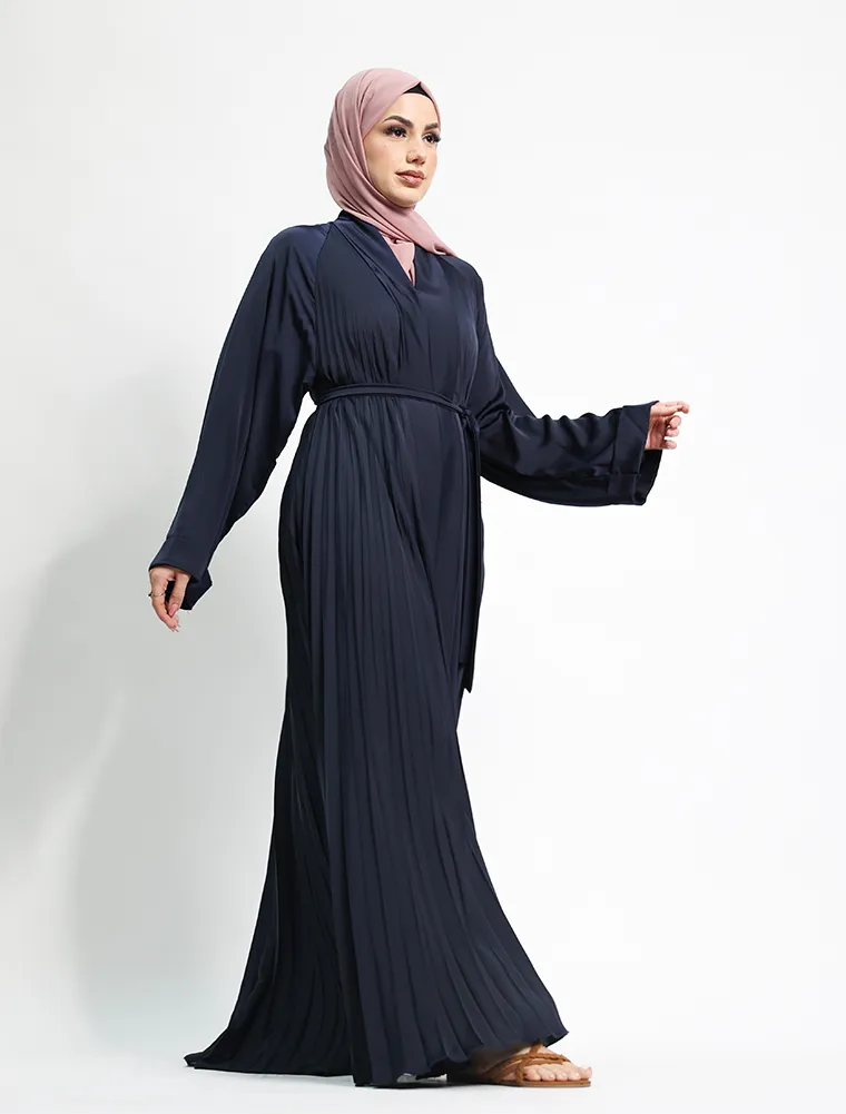 Navy Pleated Silhouette Abaya
